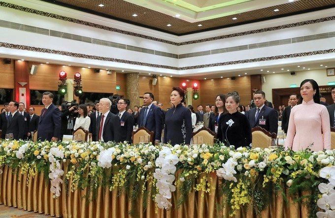 Tiệc chiêu đãi chào mừng Tổng Bí thư, Chủ tịch nước Trung Quốc Tập Cận Bình và phu nhân tại Trung tâm Hội nghị Quốc tế. Ảnh: Giang Huy